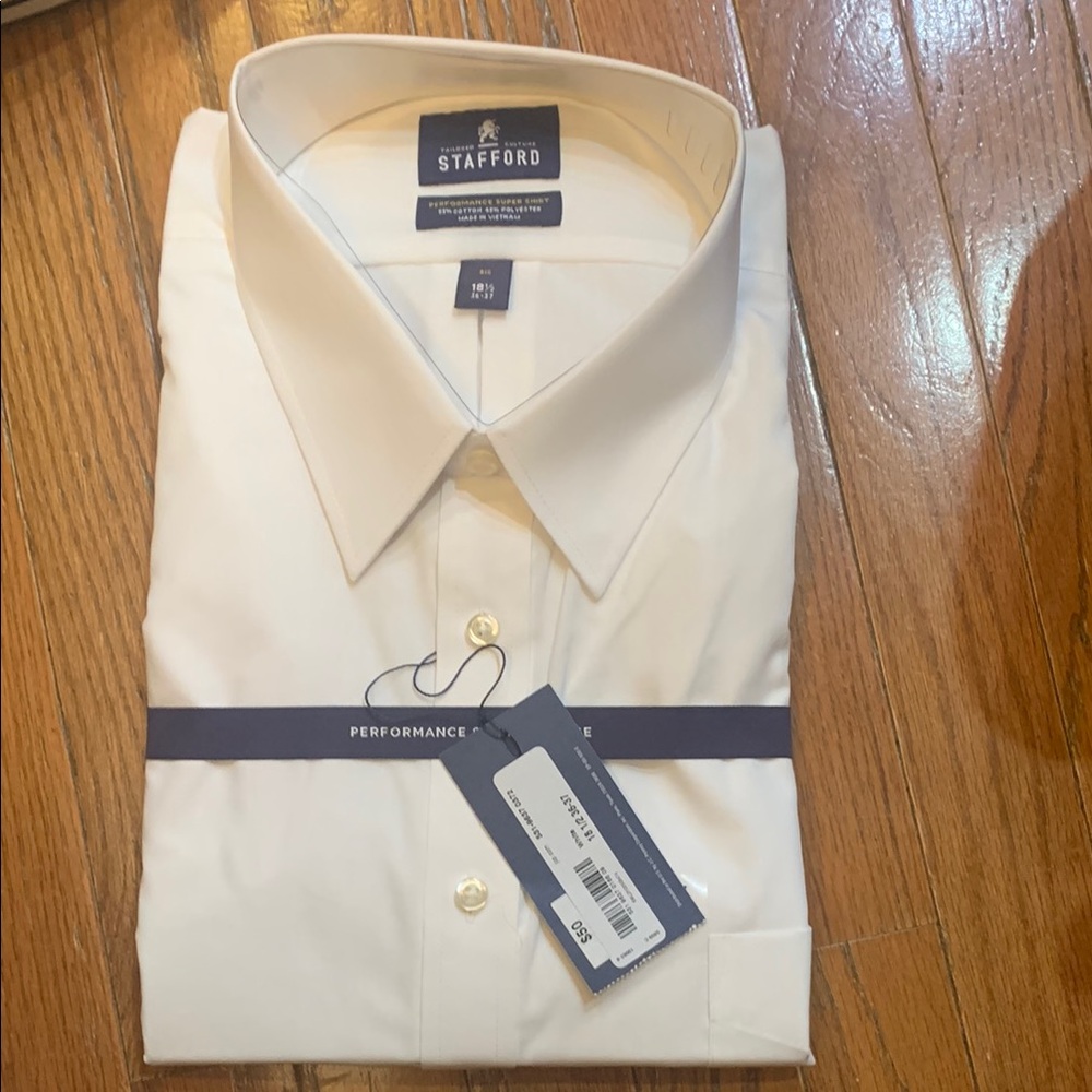 Stafford White Dress Shirt Classic Cotton Blend